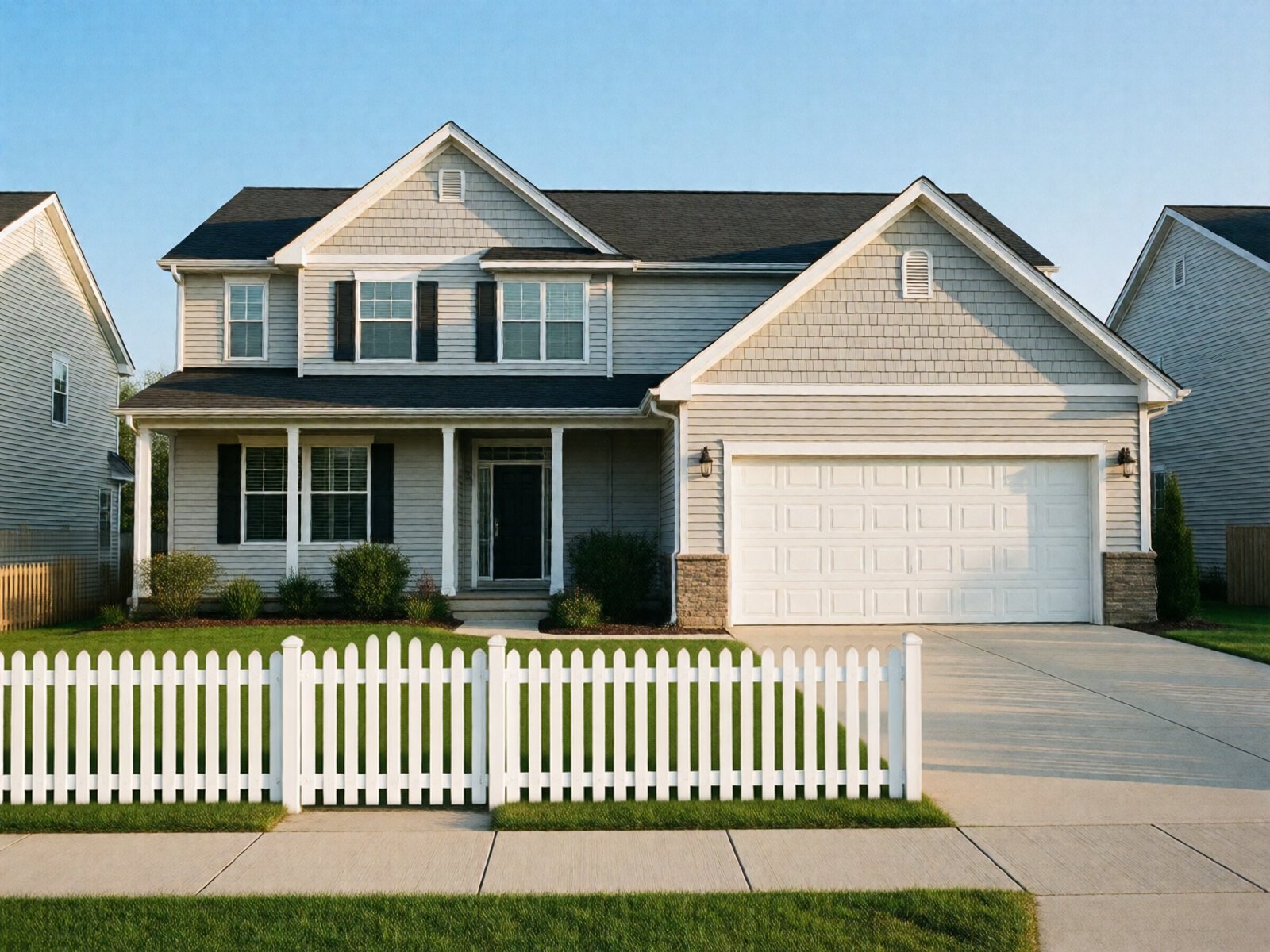 Same house with the White vinyl picket preview